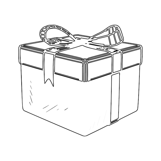 Present Box Illustration in Art Ink Style