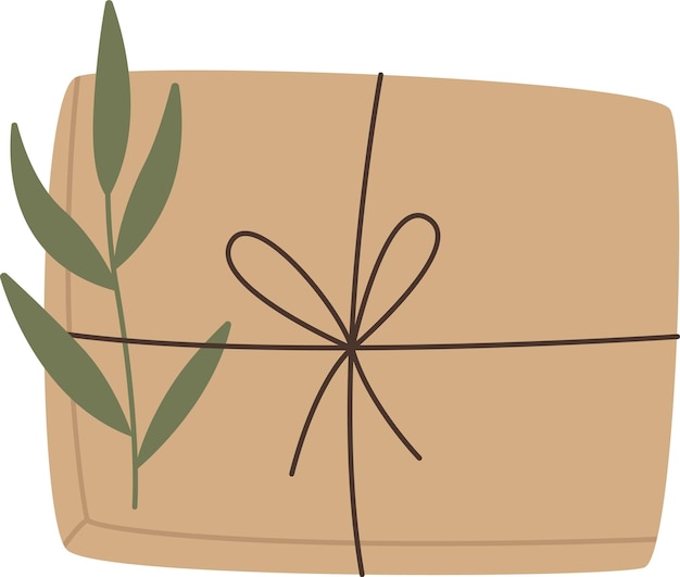 Vector present box with branch