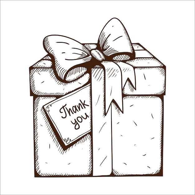 Present box with thank you text