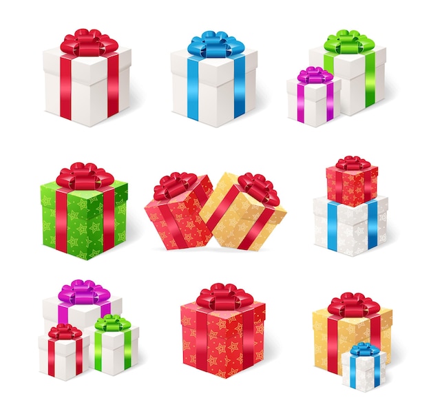 Present Boxes Set  Isolated.