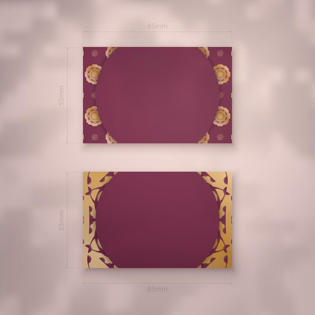 Presentable burgundy business card with Greek gold ornaments for your brand.