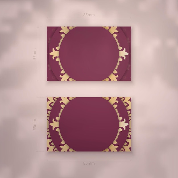 Presentable burgundy business card with luxurious gold pattern for your personality.