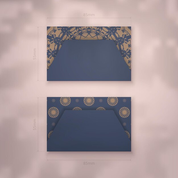 Presentable business card in blue with abstract brown pattern for your personality.