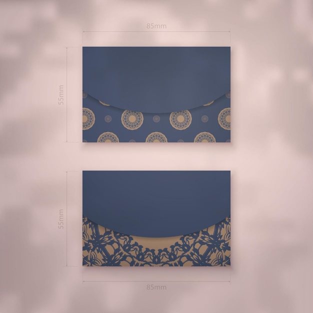 Presentable business card in blue with Indian brown ornaments for your business.