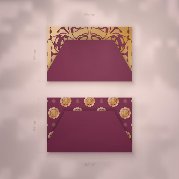 Presentable business card in burgundy color with greek gold ornaments for your contacts.