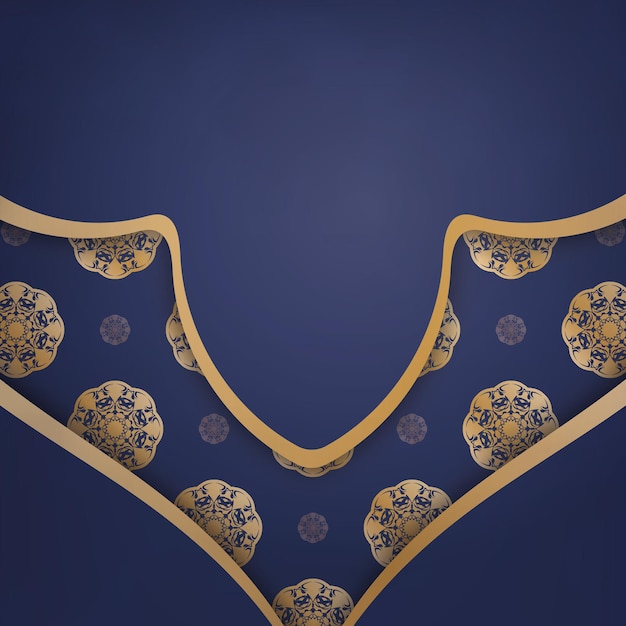 Presentable business card in dark blue with abstract gold ornaments for your business.