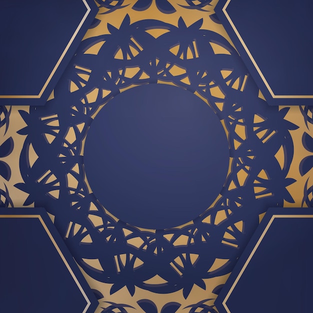 Presentable business card in dark blue with antique gold pattern for your contacts.