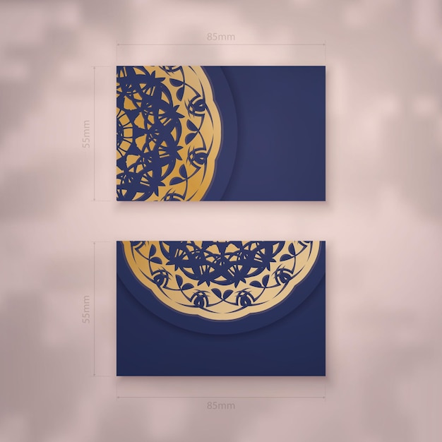 Presentable business card in dark blue with Greek gold ornaments for your business.