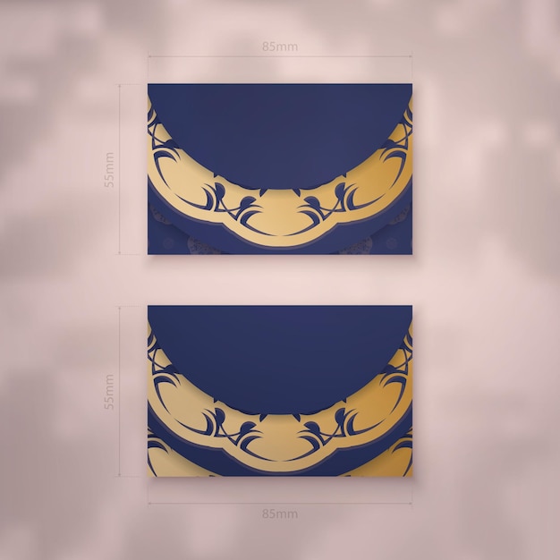 Presentable business card in dark blue with luxurious gold ornaments for your brand.