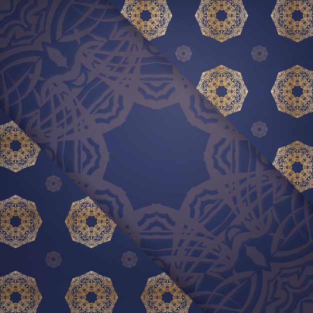 Presentable business card in dark blue with luxurious gold pattern for your brand.