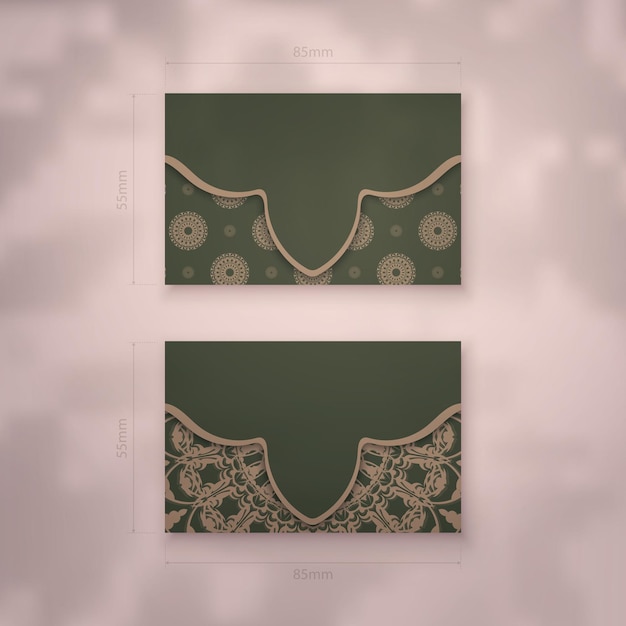 Presentable business card in green color with abstract brown pattern for your business.