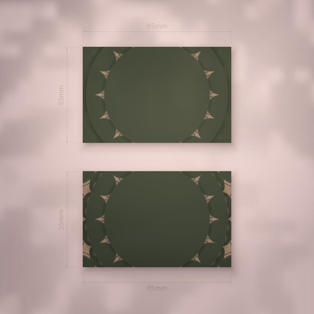 Presentable business card in green with brown mandala for your personality.