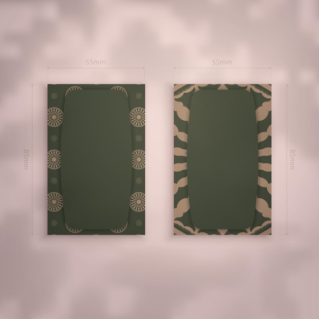 Vector a presentable business card in green with a luxurious brown pattern for your personality.