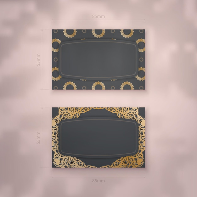 Вектор Презентабельная визитная карточка черного цвета со старинными золотыми украшениями для ваших контактов