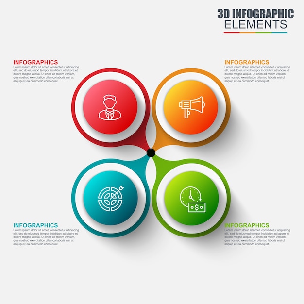 Presentatie bedrijfs 3d infographics vectorontwerp