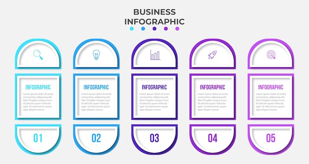 Presentatie business infographic sjabloon met 5 opties vector illustratie