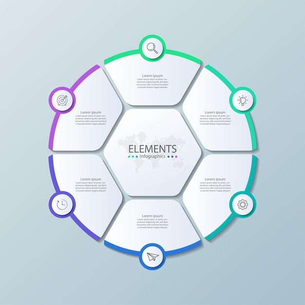 Presentatie-elementen infographic met zes stappen