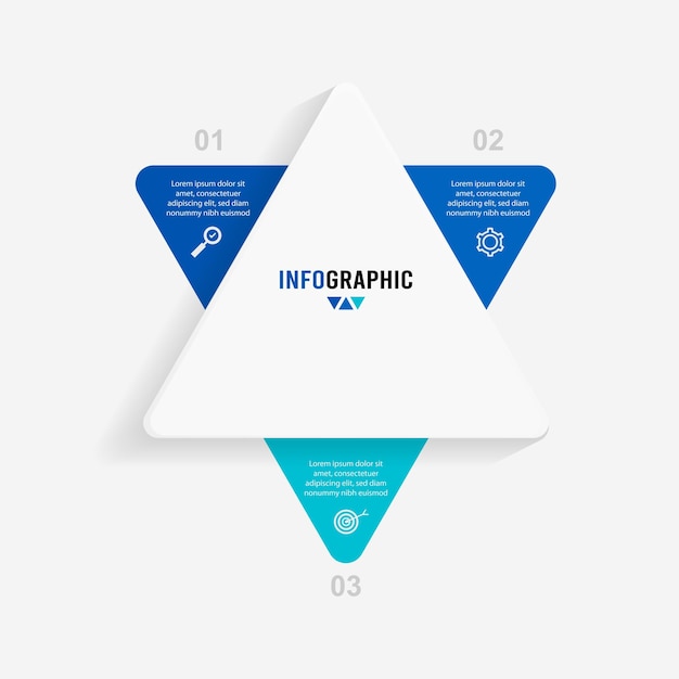 Presentatie Infographic Sjabloon Bedrijfsconcept met 3 nummeropties en marketingpictogrammen