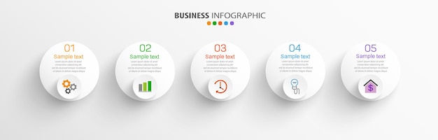 Presentatie infographic sjabloon met 5 opties