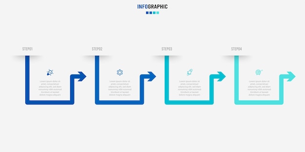 Presentatie Infograpics-sjabloon Bedrijfsconcept met 4 nummeropties en marketingpictogrammen