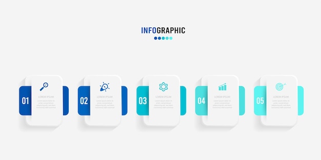 Presentatie Infograpics-sjabloon Bedrijfsconcept met 5 nummeropties en marketingpictogrammen