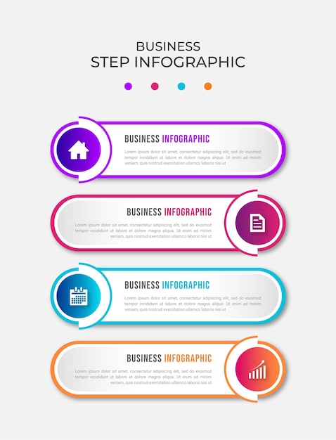 Vector presentatie stappen zakelijke tijdlijn infographic sjabloon