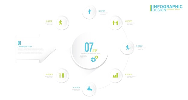 Presentatie vector infographic sjabloon met 7 stappen stock illustratie infographic lijst cirkel