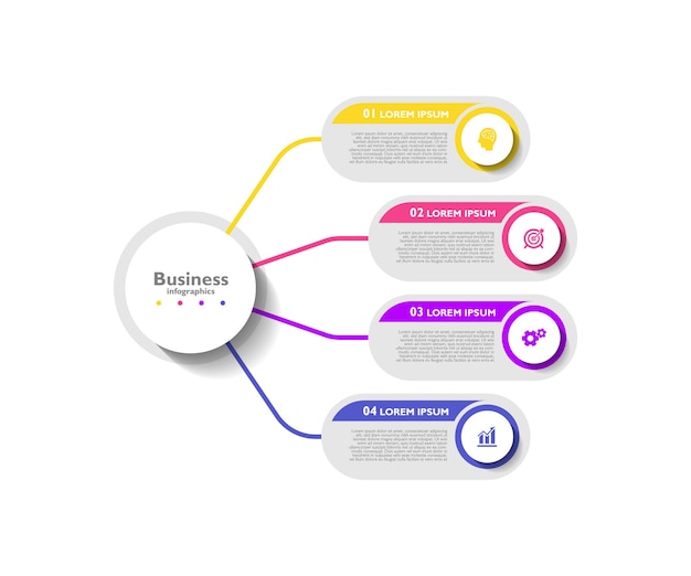 Presentatie zakelijke abstracte achtergrond infographic sjabloon kleurrijk met vier stappen