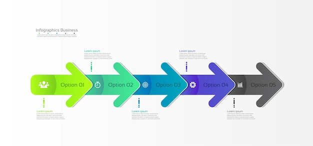 Presentatie zakelijke abstracte achtergrond infographic sjabloon met vijf stappen