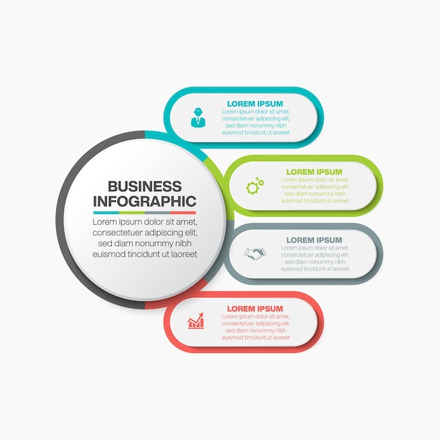 Presentatie Zakelijke cirkel infographic sjabloon met opties.