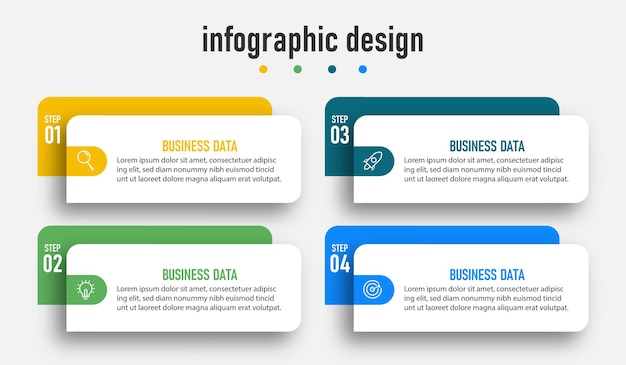 Presentatie zakelijke infographic ontwerp elegante professionele sjabloon met 4 stappen