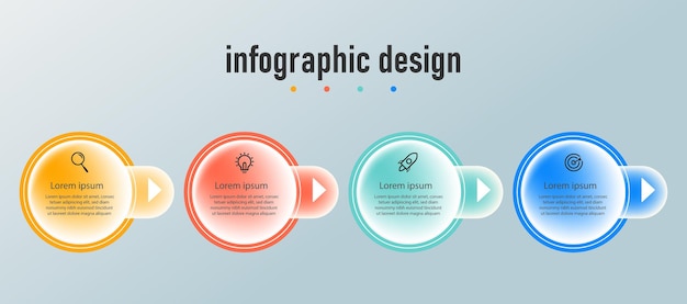 Presentatie zakelijke infographic ontwerpsjabloon transparant glas met 4 opties of stappen