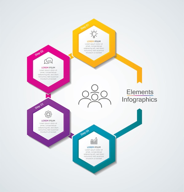 Presentatie zakelijke infographic sjabloon met 4 stappen