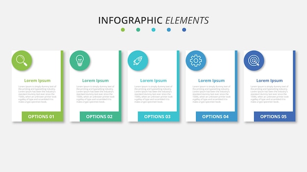 Presentatie zakelijke infographic sjabloon met 5 opties