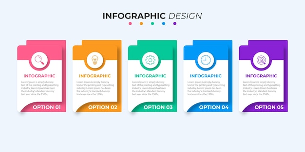 Presentatie zakelijke infographic sjabloon met 5 opties