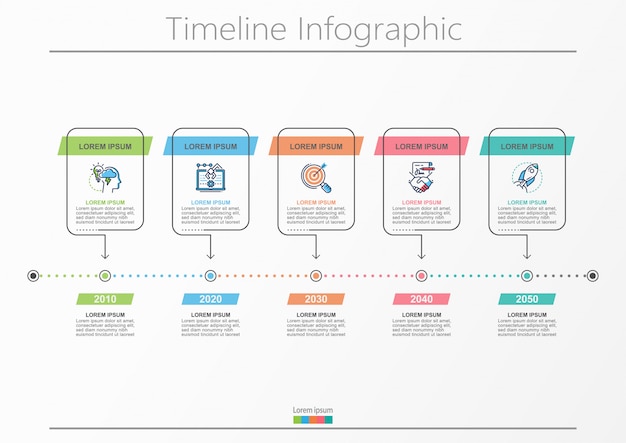 Presentatie zakelijke infographic sjabloon met 5 opties.