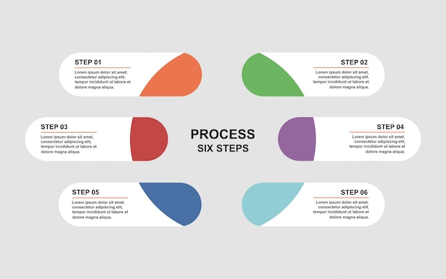 Presentatie zakelijke infographic sjabloon met 6 opties vectorillustratie