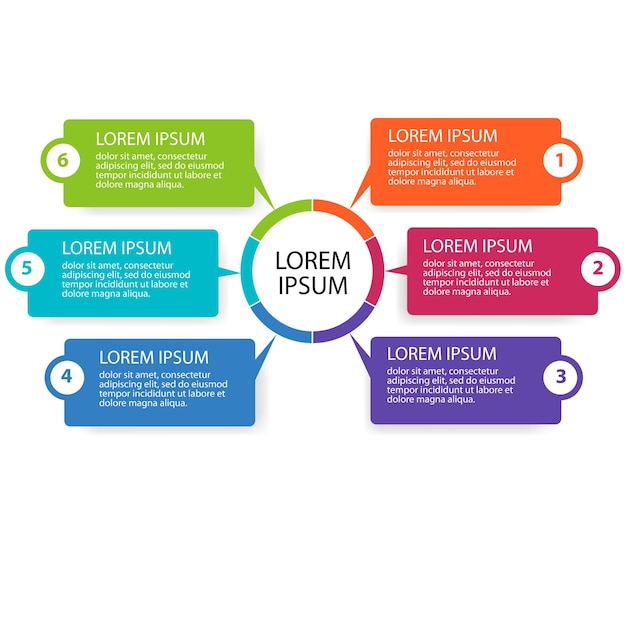 Presentatie zakelijke infographic sjabloon met 6 opties Vectorillustratie