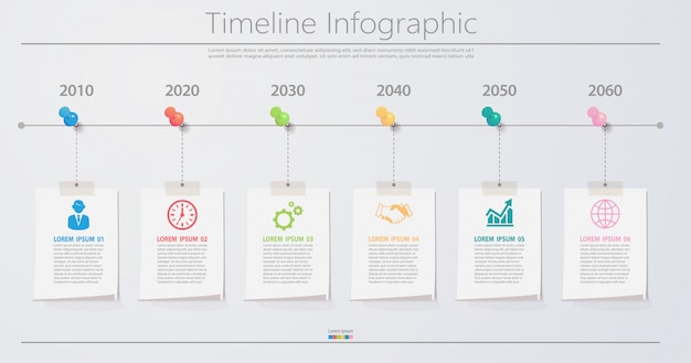 Presentatie zakelijke infographic sjabloon met 6 opties.