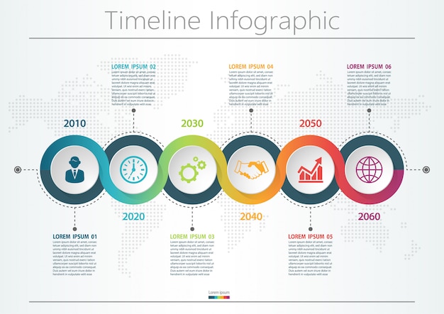 Presentatie zakelijke infographic sjabloon met 6 opties.