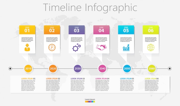 Presentatie zakelijke infographic sjabloon met 6 opties.