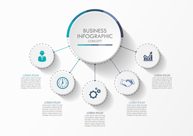 Presentatie zakelijke infographic sjabloon met opties.