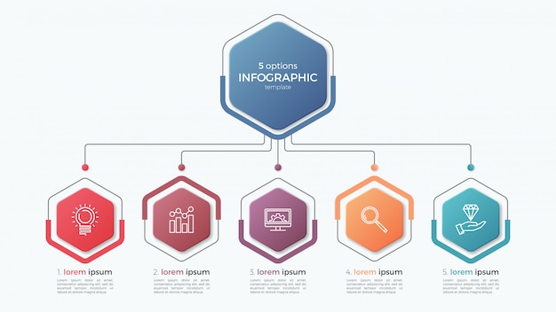 Presentatie zakelijke infographic sjabloon met opties.