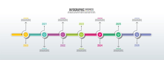 Presentatie zakelijke infographic sjabloon met stap 7