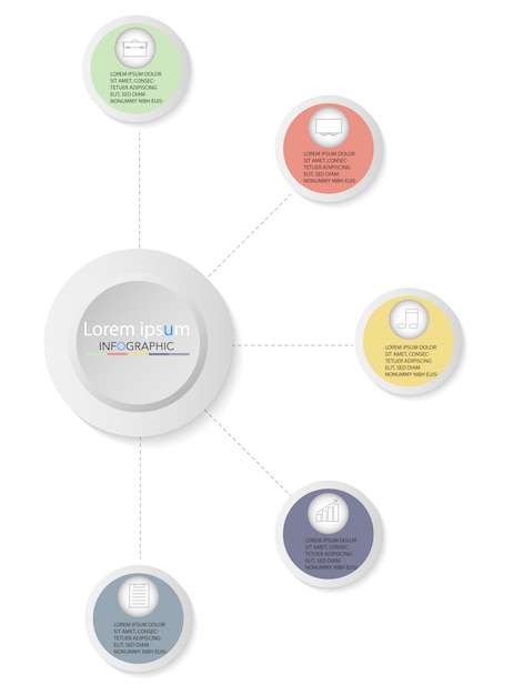 Presentatie zakelijke infographic sjabloon met vijf opties. vector illustratie.