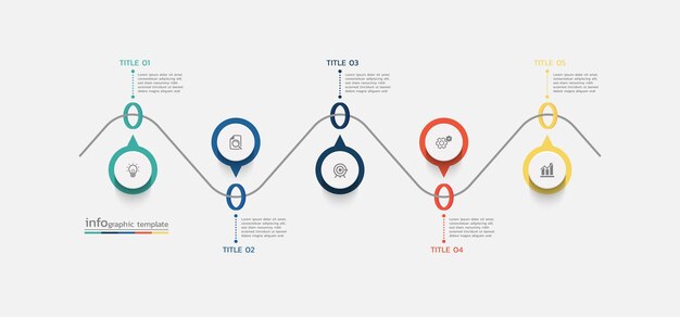 Presentatie zakelijke infographic sjabloonontwerp met 5 stappen