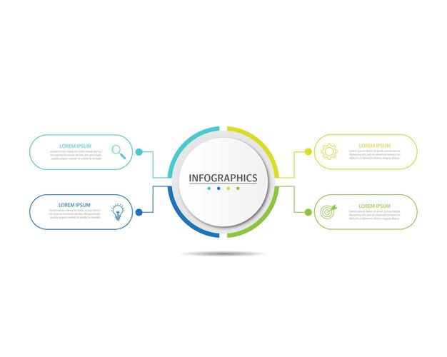 Presentatie zakelijke infographics sjabloon met 4 opties