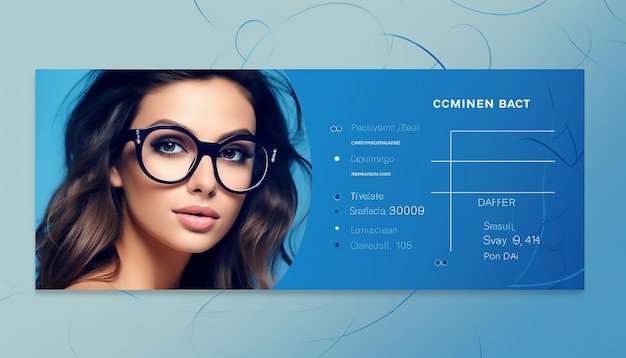 presentatiekaart voor een bril bedrijf professionele look blauwe tonen