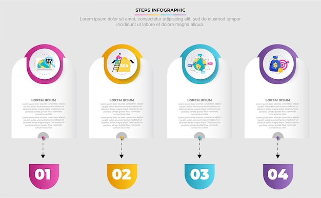 Presentaties zakelijke infographic sjabloon met 4 opties