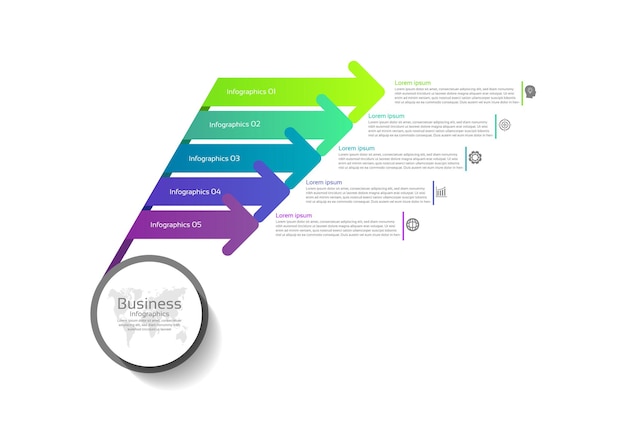 Vector presentation business abstract background infographic template colorful with five step